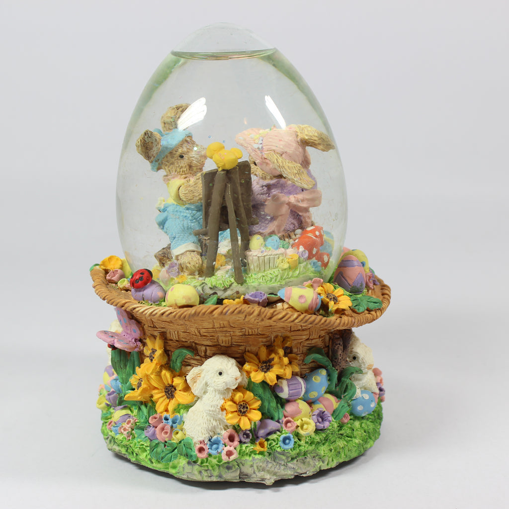 Spring Water Globe Easter Bunny - Egg Shaped Glass Dome (1990) - Image 3