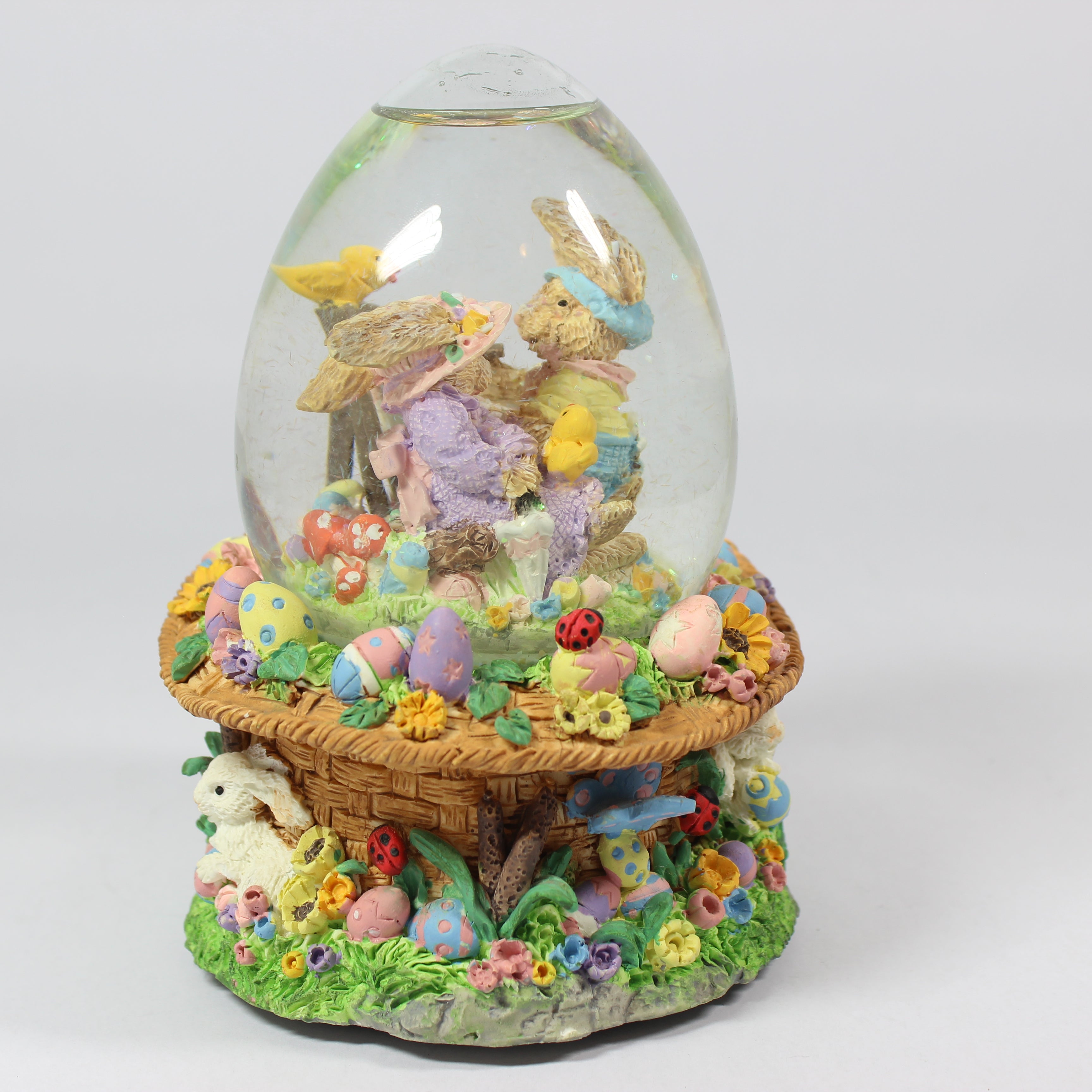 Spring Water Globe Easter Bunny - Egg Shaped Glass Dome (1990) - Image 5