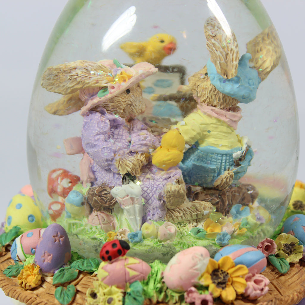 Spring Water Globe Easter Bunny - Egg Shaped Glass Dome (1990) - Image 6