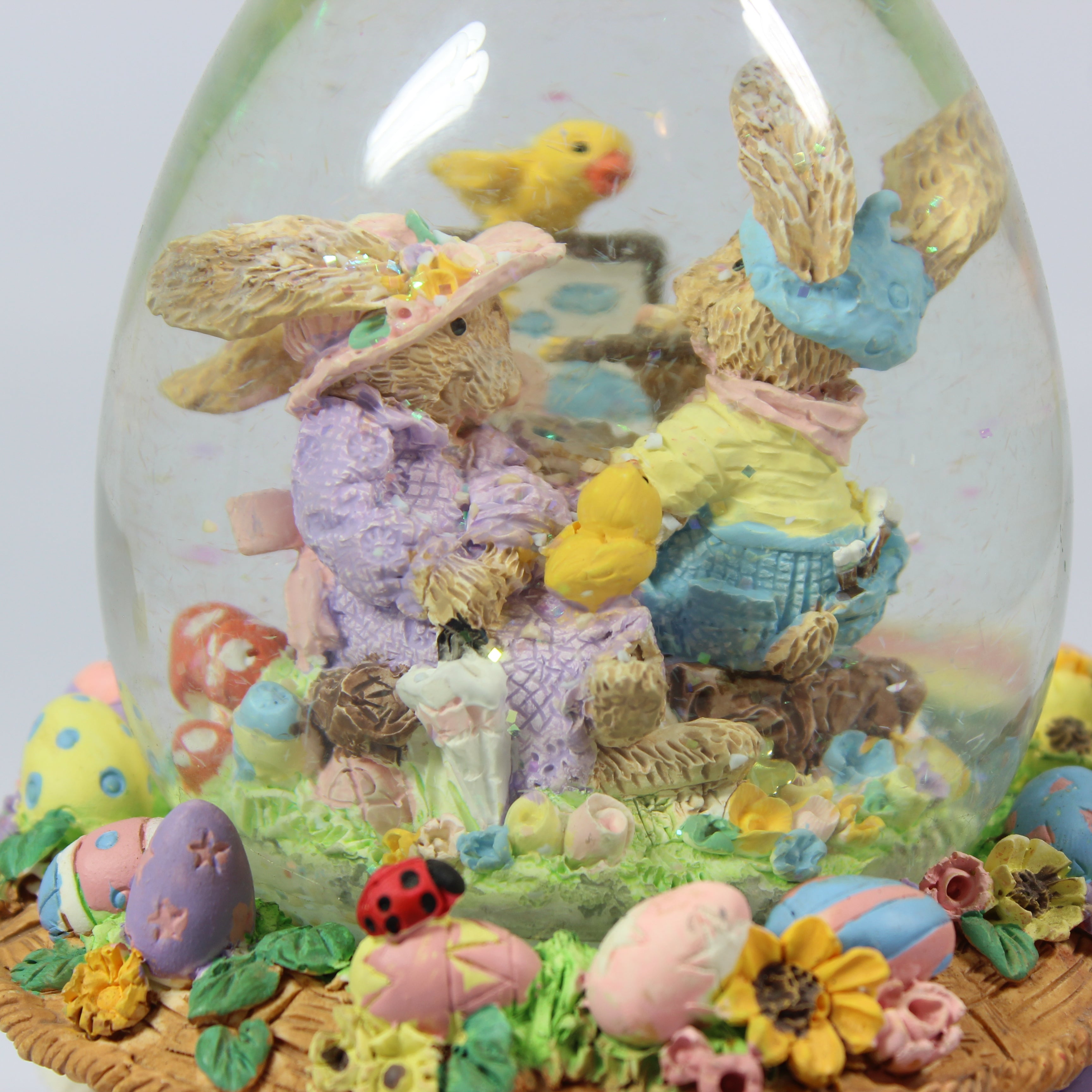 Spring Water Globe Easter Bunny - Egg Shaped Glass Dome (1990) - Image 6