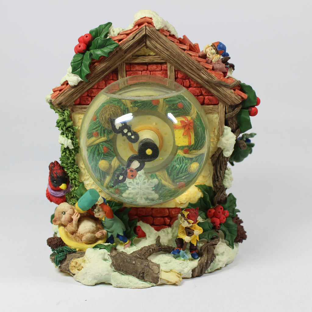 Christmas House with Elves and Clock - Side Mounted
