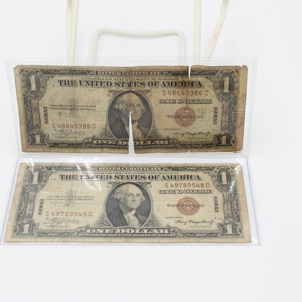1935-A (2x) One Dollar Silver Certificate Hawaii Emergency Issue (4664)