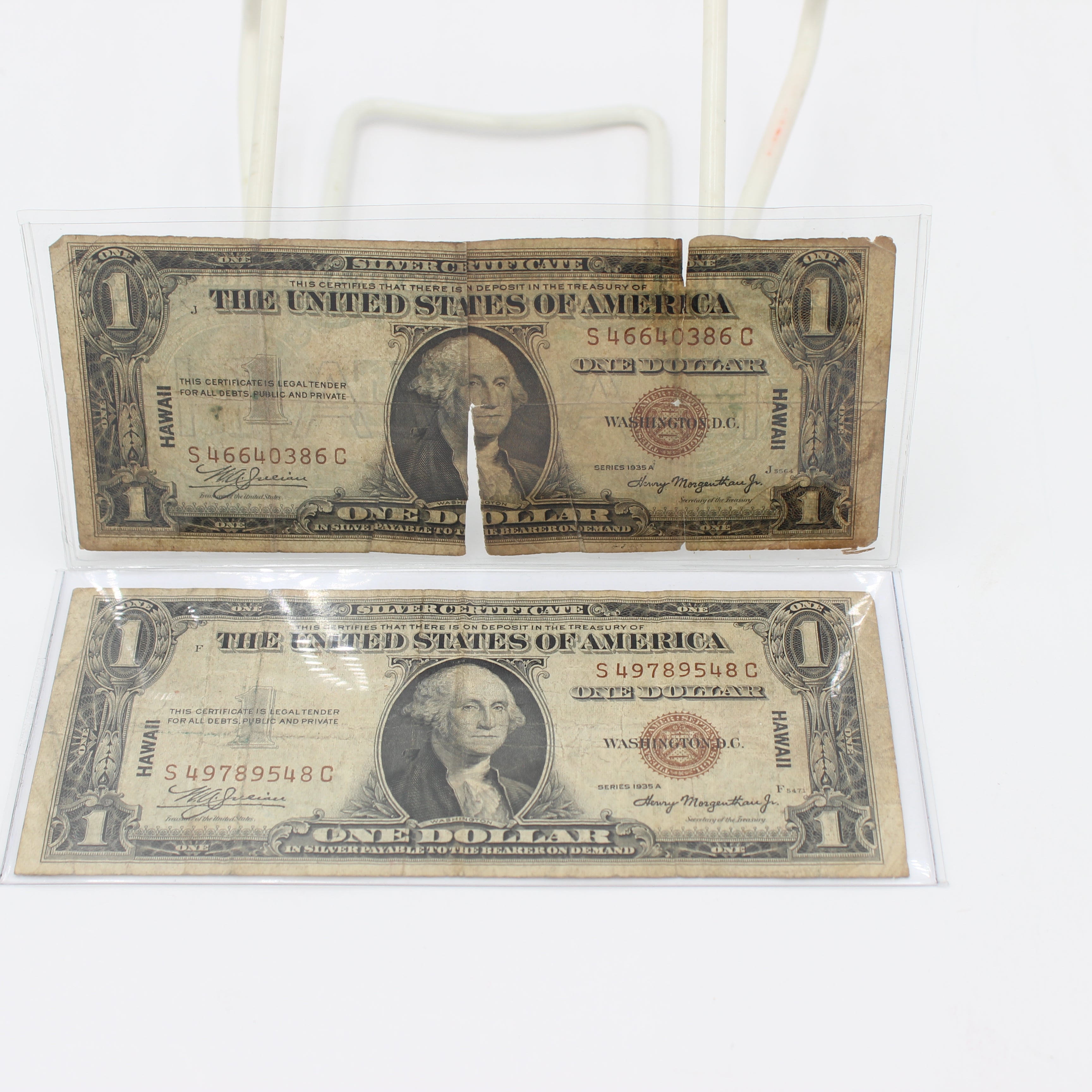1935-A (2x) One Dollar Silver Certificate Hawaii Emergency Issue (4664)