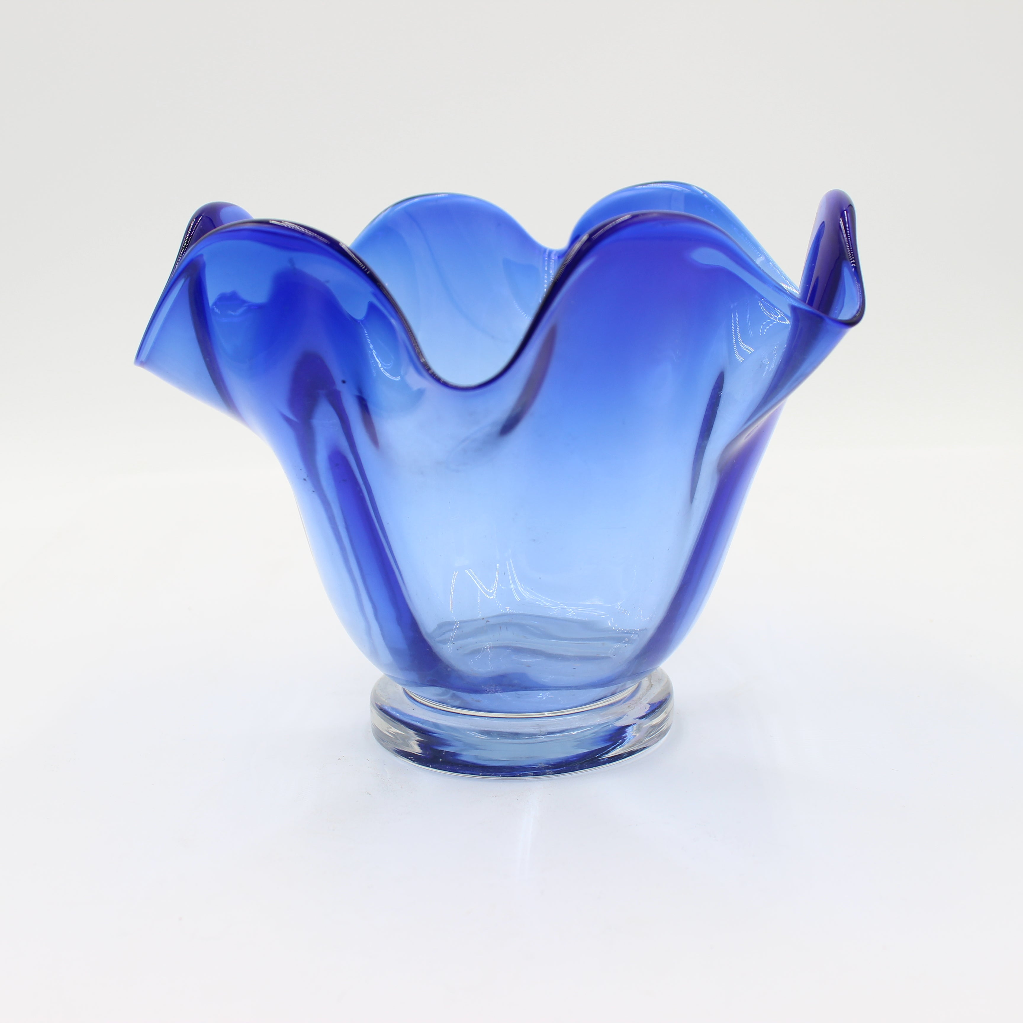 Steuben Blue Glass Handkerchief Bowl