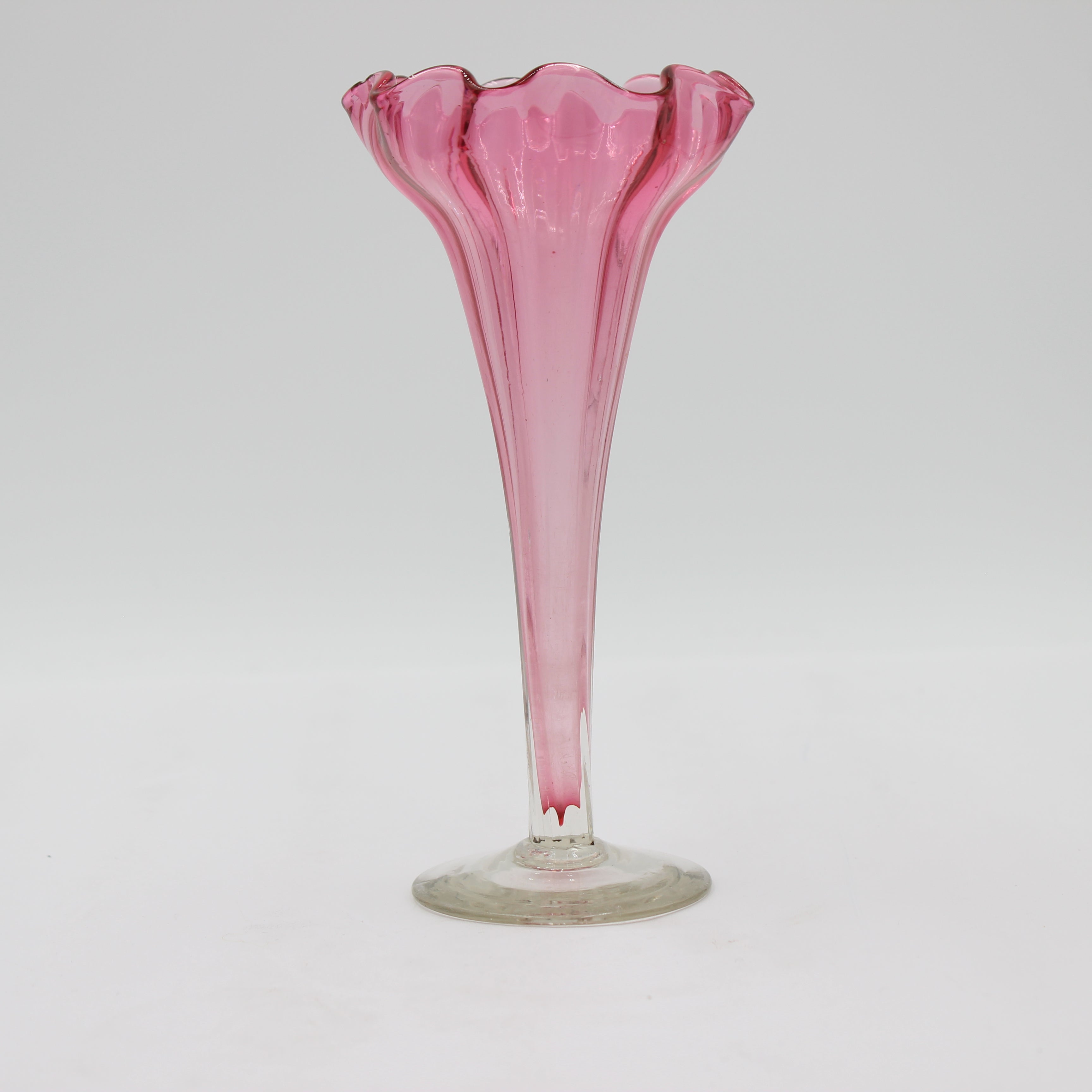 Victorian Cranberry & Clear Ruffled Glass
