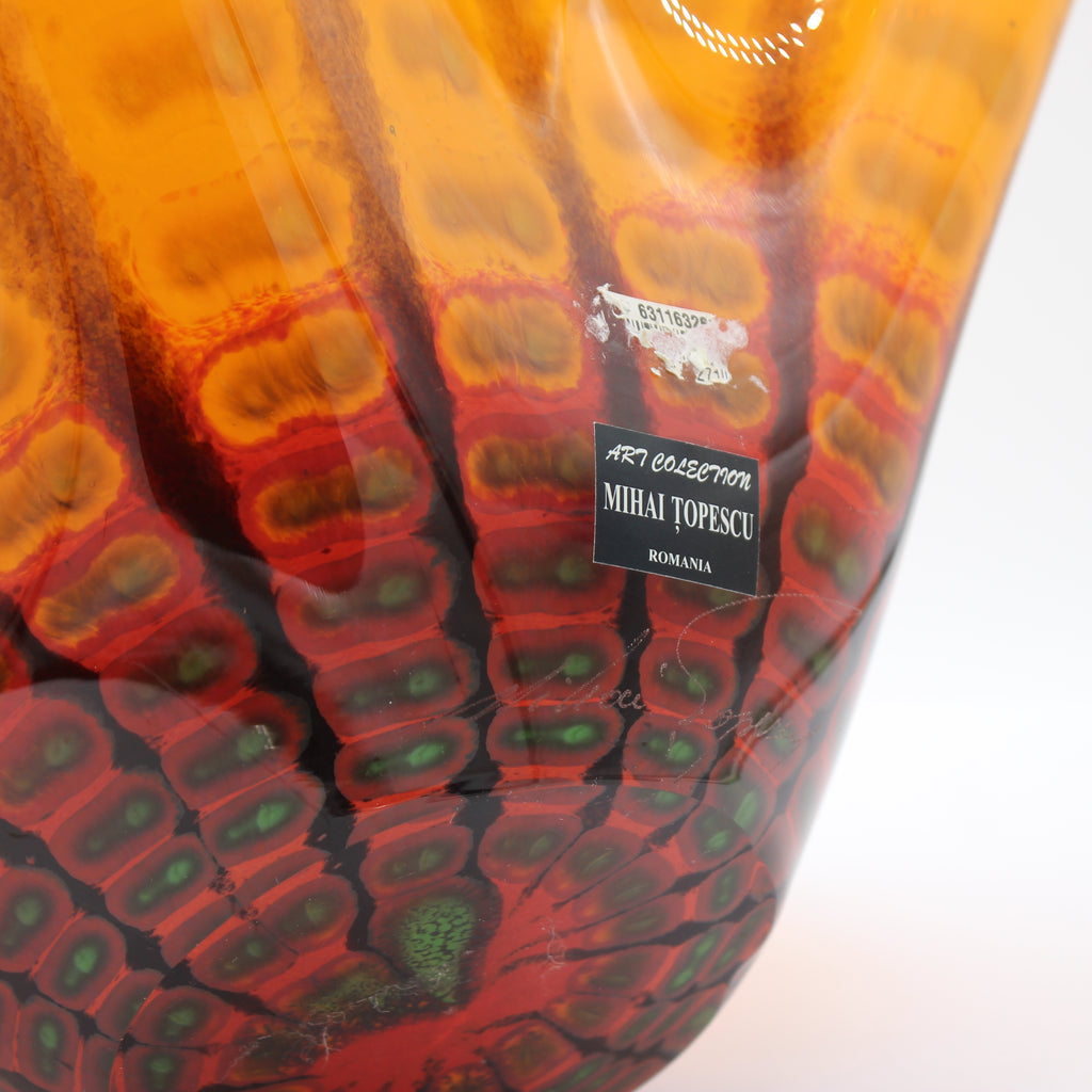 Mihai Topescu Glass Vase, Etched Signature